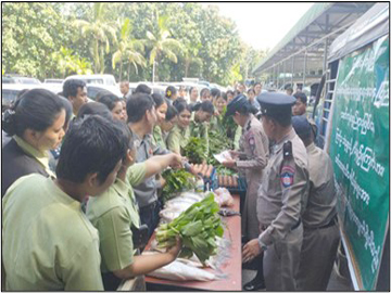 ပြည်ထဲရေးဝန်ကြီးဌာန၊ ဘက်စုံစိုက်ပျိုးမွေးမြူရေးစခန်းမှ ထွက်ရှိသော ငါး၊ ကြက်ဥ၊ ဝက်သား၊ နွားနို့နှင့် ဟင်းသီးဟင်းရွက်များအား နေပြည်တော်ရှိ ရုံး/ဌာနများသို့ သက်သာသောဈေးနှုန်းဖြင့် ရောင်းချပေး