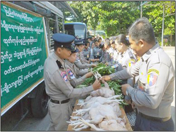 ပြည်ထဲရေးဝန်ကြီးဌာန၊ ဘက်စုံစိုက်ပျိုးမွေးမြူရေးစခန်းမှ ထွက်ရှိသော ငါး၊ ကြက်သား၊ ကြက်ဥ၊ နွားနို့နှင့် ဟင်းသီးဟင်းရွက်များအား နေပြည်တော်ရှိ ရုံး/ဌာနများသို့ သက်သာသောဈေးနှုန်းဖြင့် ရောင်းချပေး