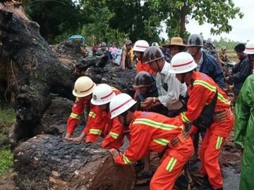 ဧရာဝတီတိုင်းဒေသကြီး၊ မြန်အောင်ခရိုင်၊ အင်္ဂပူမြို့နယ်၊ ထူးကြီးမြို့၊ တစ်တီတူးကွင်းကျေးရွာအုပ်စု၊ အင်္ဂပူ-ကြံခင်းကားလမ်း၊ မိုင်တိုင်အမှတ် ၄၂/၄ နှင့် ၄၂/၅ ကြားတွင် သစ်ပင်လဲကျမှု