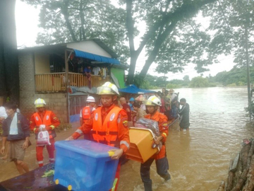 ကရင်ပြည်နယ်၊ မြဝတီခရိုင်၊ မြဝတီမြို့ မြေနိမ့်ပိုင်းရှိ ရပ်ကွက်များအတွင်း ရေဝင်ရောက်မှု