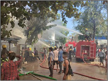 ကရင်ပြည်နယ်၊ မြဝတီမြို့၊ အမှတ်(၅)ရပ်ကွက်၊ ဆင်းရွှေလီ(၃)လမ်းရှိ နေအိမ်မီးလောင်မှု