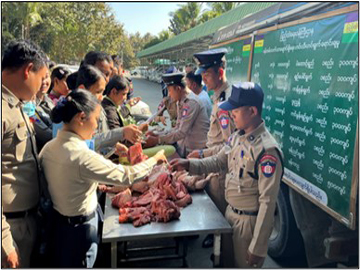 ပြည်ထဲရေးဝန်ကြီးဌာန၊ ဘက်စုံစိုက်ပျိုးမွေးမြူရေးစခန်းမှ ထွက်ရှိသော ဝက်သား၊ ကြက်သား၊ ငါး၊ ကြက်ဥ၊ နွားနို့နှင့် ရာသီသီးနှံဟင်းသီးဟင်းရွက်များအား နေပြည်တော်ရှိ ရုံး/ဌာနများသို့ သက်သာသော ဈေးနှုန်းဖြင့် ရောင်းချပေး