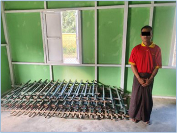 ပြည်ထောင်စုနယ်မြေ၊ နေပြည်တော်၊ ပျဉ်းမနားမြို့နယ်၌ သံပန်းများဖြုတ်၍ခိုးယူသူ အမျိုးသား တစ်ဦးအား ဖမ်းဆီး