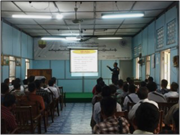 မန္တလေးတိုင်းဒေသကြီး၊ အမရပူရမြို့နယ်၊ မင်းရွာရှိ Diamond Brother Co.,Ltd “သံရည်ကျိုလုပ်ငန်း” တွင် မီးဘေးကြိုတင်ကာကွယ်ရေး အသိပညာပေးဟောပြောပွဲနှင့် လက်တွေ့သရုပ်ပြလေ့ကျင့် ဆောင်ရွက်မှု