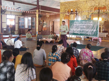 ရှမ်းပြည်နယ်(တောင်ပိုင်း)၊ လင်းခေးခရိုင်၊ လင်းခေးမြို့၊ တောင်ရွာရပ်ကွက်၊ ဒက္ခိနာရုံဘုန်းတော်ကြီးကျောင်း၌ ပြည်သူ့စစ်မှုထမ်းဥပဒေ အသိပညာပေးဟောပြောပွဲ ကျင်းပ
