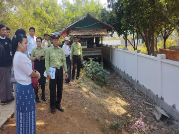 မွန်ပြည်နယ်၊ ကျိုက်ထိုခရိုင်၊ ကျိုက်ထိုမြို့နယ်ဥပဒေရုံး ခြံစည်းရိုးကာရံခြင်းနှင့် သိမ်ငူကျေးရွာ ကုန်ထုတ်လမ်း လုပ်ငန်းဆောင်ရွက်ပြီးစီးမှုအခြေအနေအား ကွင်းဆင်းစစ်ဆေး