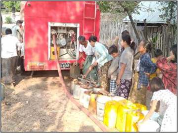 မီးသတ်ဦးစီးဌာနမှ မန္တလေးတိုင်းဒေသကြီး၊ ညောင်ဦးမြို့နယ်၊ တောင်ဇင်းတိုက်နယ်အတွင်းရှိ သောက်သုံးရေ လိုအပ်လျက်ရှိသော ကန်စောင့်ကျေးရွာသို့ သောက်သုံးရေ သွားရောက်လှူဒါန်းမှု