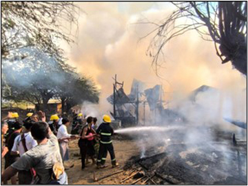 မန္တလေးတိုင်းဒေသကြီး၊ မြင်းခြံမြို့နယ်၊ ရွာစည်ကျေးရွာရှိ နေအိမ်မီးလောင်မှု 