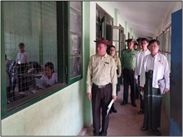 အခြေခံပညာအထက်တန်းကျောင်းများ၌ ကျောင်းသား/သူများ စာမေးပွဲဖြေဆိုနေမှု အခြေအနေအား ကွင်းဆင်းစစ်ဆေး  