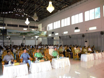 တနင်္သာရီတိုင်းဒေသကြီး၊ ကော့သောင်းခရိုင်အထွေထွေအုပ်ချုပ်ရေးဦးစီးဌာန၊ မဥ္ဇူသကခန်းမ၌ ပြည်သူ့စစ်မှုထမ်းဥပဒေရှင်းလင်းပွဲအခမ်းအနား ကျင်းပ