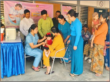 မန္တလေးတိုင်းဒေသကြီး၊ မိတ္ထီလာခရိုင်၊ သာစည်မြို့နယ်စည်ပင်သာယာခန်းမ၌ အသက် နှစ်လမှ ငါးနှစ်အရွယ် ကလေးငယ်များအား ပိုလီယိုရောဂါကာကွယ်ဆေး(အစက်ချဆေး)တိုက်ကျွေးနေမှုအခြေအနေအား ကြည့်ရှုစစ်ဆေး