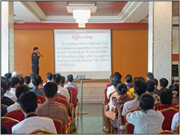 ဧရာဝတီတိုင်းဒေသကြီး၊ ဟင်္သာတမြို့၊ ရုံးကြီးရပ်ကွက်ရှိ Family Hotel တွင် မီးဘေးအန္တရာယ်ဖြစ်ပွားမှုမရှိစေရေး၊ မီးဘေးကြိုတင်ကာကွယ်ရေး လက်တွေ့သရုပ်ပြလေ့ကျင့်ဆောင်ရွက်မှု