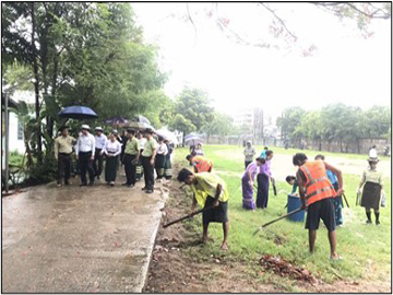 ရန်ကုန်တိုင်းဒေသကြီး၊ ဗိုလ်တထောင်ခရိုင်၊ ဒေါပုံမြို့နယ်၊ လမုတန်းရပ်ကွက်၊ အမှတ်(၁) အခြေခံပညာ အထက်တန်းကျောင်းဝင်း အတွင်း/အပြင်၌ စုပေါင်းသန့်ရှင်းရေး ဆောင်ရွက်မှု