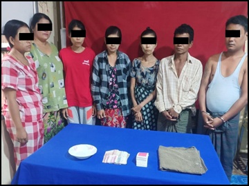 ကရင်ပြည်နယ်၊ ဘားအံမြို့နယ်၌ ဖဲရိုက်လောင်းကစားပြုလုပ်သူ အမျိုးသား နှစ်ဦးနှင့် အမျိုးသမီး ငါးဦးတို့အား ဖမ်းဆီးအရေးယူ