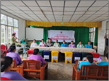 ရန်ကုန်တိုင်းဒေသကြီး၊ အင်းစိန်ခရိုင်၊ အင်းစိန်မြို့နယ်၊ ကမ်းနားအလယ်ရပ်ကွက်၊ အမှတ်(၈)အခြေခံပညာအထက်တန်းကျောင်း၌ ကြက်ခြေနီအခြေခံရှေးဦးပြုစုနည်းသင်တန်းဖွင့်ပွဲအခမ်းအနား ကျင်းပ