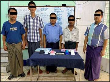 ရန်ကုန်တိုင်းဒေသကြီး၊ ကမာရွတ်မြို့နယ်၌ ဖဲရိုက်လောင်းကစားပြုလုပ်သူ အမျိုးသား ငါးဦးအား ဖမ်းဆီးအရေးယူ