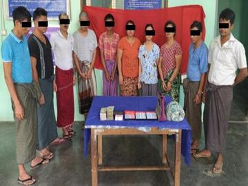 ပဲခူးတိုင်းဒေသကြီး၊ ပေါင်းတည်မြို့နယ်၌ ဖဲရိုက်လောင်းကစားပြုလုပ်သူ အမျိုးသား ခုနစ်ဦးနှင့် အမျိုးသမီး သုံးဦးတို့အား ဖမ်းဆီးအရေးယူ