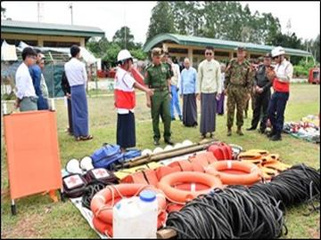ရှမ်းပြည်နယ်၊ တောင်ကြီးခရိုင်၊ ရပ်စောက်မြို့နယ်၊ သဘာဝဘေးအန္တရာယ်တားဆီးကာကွယ်ရေးနှင့် ကူညီကယ်ဆယ်မှုလုပ်ငန်းများ ဇာတ်တိုက်လေ့ကျင့်မှုအခမ်းအနား ကြည့်ရှုစစ်ဆေး 