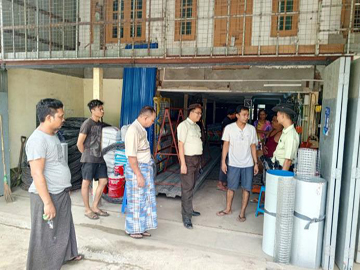 ရန်ကုန်တိုင်းဒေသကြီး၊ မင်္ဂလာဒုံခရိုင်၊ ရွှေပြည်သာမြို့နယ်ရှိ ဆောက်လုပ်ရေးလုပ်ငန်းသုံး ပစ္စည်းဆိုင်များနှင့် သိုလှောင်ရုံများအား ကြည့်ရှုစစ်ဆေး