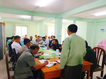 ရန်ကုန်တိုင်းဒေသကြီး၊ မရမ်းကုန်းခရိုင်၊ လှိုင်မြို့နယ်အထွေထွေအုပ်ချုပ်ရေးဦးစီးဌာန အစည်းအဝေးခန်းမ၌ ရွေးကောက်ပွဲဆိုင်ရာ လုပ်ငန်းညှိနှိုင်းအစည်းအဝေး ကျင်းပ