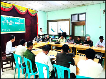 မွန်ပြည်နယ်၊ ကျိုက်ထိုခရိုင်အထွေထွေအုပ်ချုပ်ရေးဦးစီးဌာန၊ အစည်းဝေးခန်းမ၌ ခရိုင်၊ မြို့နယ်အဆင့် လုံခြုံရေးနှင့်သတင်းညှိနှိုင်းအစည်းဝေး ကျင်းပ