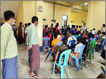 ရန်ကုန်တိုင်းဒေသကြီး၊ ဒဂုံမြို့သစ်ခရိုင်၊ ဒဂုံမြို့သစ်(အရှေ့ပိုင်း)မြို့နယ်၊ အမှတ်(၁၂၂)ရပ်ကွက်၌ ပြည်သူ့ကျန်းမာရေးဦးစီးဌာနမှ ပူးပေါင်းဆောင်ရွက်သည့် “သွား” ရောဂါ လူနာရှင်များအား ကုသခြင်း လုပ်ငန်းဆောင်ရွက်မှု အခြေအနေများ ကြည့်ရှုအားပေး 