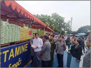 ရန်ကုန်တိုင်းဒေသကြီး၊ အင်းစိန်ခရိုင်၊ လှိုင်သာယာ(အနောက်ပိုင်း)မြို့နယ်၊ ကုလားကြီးစုကျေးရွာ၊ ရန်ကုန်အနောက်ပိုင်းကုန်တင်ယာဉ်ရပ်နားကွင်းအတွင်း၌ မူးယစ်ဆေးဝါးများ မီးရှို့ဖျက်ဆီးပွဲ အခမ်းအနား ကျင်းပ