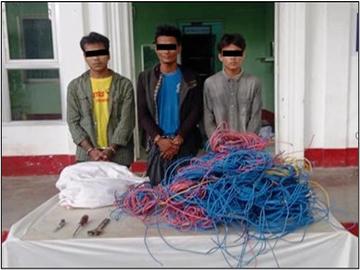 နေပြည်တော်ကောင်စီနယ်မြေ၊ ဇမ္ဗူသီရိမြို့နယ်၌ ဝိုင်ယာကြိုးများ ခိုးယူလာသူ အမျိုးသား သုံးဦးအား ဖမ်းဆီးအရေးယူ