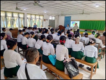 ရန်ကုန်တိုင်းဒေသကြီး၊ မင်္ဂလာဒုံခရိုင်၊ ရွှေပြည်သာမြို့နယ်ပြည်သူ့ဆေးရုံ၌ ကျောင်းဆရာ၊ ဆရာမ များအား သွေးလွန်တုပ်ကွေးရောဂါ ကြိုတင်ကာကွယ်ရေးနှင့် မိုးရာသီဝမ်းပျက်/ဝမ်းလျှောရောဂါ ကြိုတင်ကာကွယ်ရေး ကျောင်းကျန်းမာရေးအသိပညာပေး ဟောပြောပွဲအခမ်းအနား ကျင်းပ