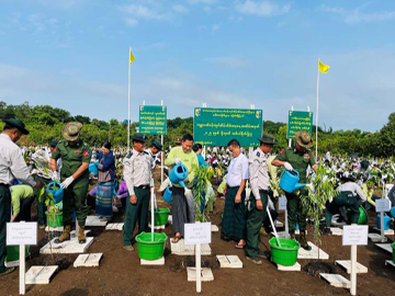 မွန်ပြည်နယ်၊ ကျိုက်ထိုခရိုင်၊ ကျိုက်ထိုမြို့နယ်နှင့် ဘီးလင်းမြို့နယ်တို့၌ ကမ္ဘာ့ပတ်ဝန်းကျင် ထိန်းသိမ်းရေးနေ့ အထိမ်းအမှတ်အဖြစ် ၂၀၂၅ ခုနှစ်၊ မိုးရာသီသစ်ပင်စိုက်ပျိုးပွဲ အခမ်းအနား ကျင်းပ