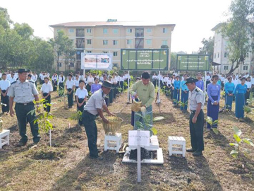 မွန်ပြည်နယ်၊ ရေးခရိုင်၊ ရေးမြို့နယ်၊ တူးမြောင်းကျေးရွာအုပ်စုရှိ ခရိုင်စုပေါင်းရုံးဝင်းအတွင်း၌ ကမ္ဘာ့ပတ်ဝန်းကျင်ထိန်းသိမ်းရေးနေ့ အထိမ်းအမှတ်အဖြစ် ၂၀၂၅ ခုနှစ်၊ မိုးရာသီသစ်ပင်စိုက်ပျိုးပွဲ အခမ်းအနား ကျင်းပ