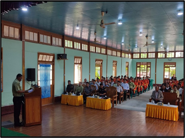 ရှမ်းပြည်နယ်၊ ကလောခရိုင်၊ ညောင်ရွှေမြို့နယ်အထွေထွေအုပ်ချုပ်ရေးဦးစီးဌာန အစည်းအဝေး ခန်းမ၌ ရှမ်းပြည်နယ်မီးသတ်ဦးစီးဌာနမှ ကြီးမှူးကျင်းပသည့် ခရိုင်အဆင့် စက်လှေကိုင်တွယ် မောင်းနှင်ထိန်းသိမ်းမှု(မွမ်းမံ)သင်တန်းအမှတ်စဉ် (၁/၂၀၂၅) သင်တန်းဖွင့်ပွဲ အခမ်းအနား တက်ရောက်